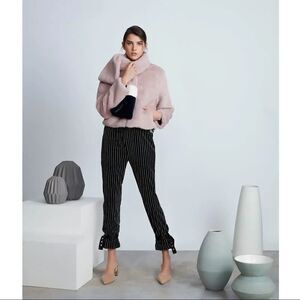 N12H Zip Up Faux Fur Bomber Jacket Pale Pink